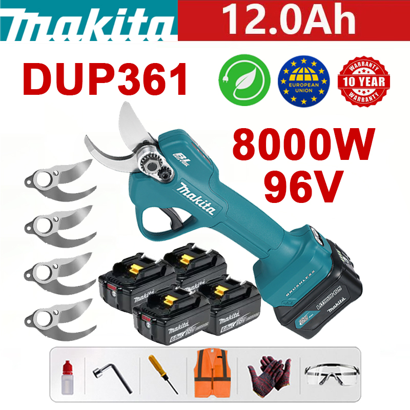 【Zahradní nůžky Makita DUP361PT2】 8000W bezkomutátorový motor (výdrž baterie 24 hodin) + baterie 96V 12,0Ah * 3 + nabíječka + čepel ze slitiny * 4