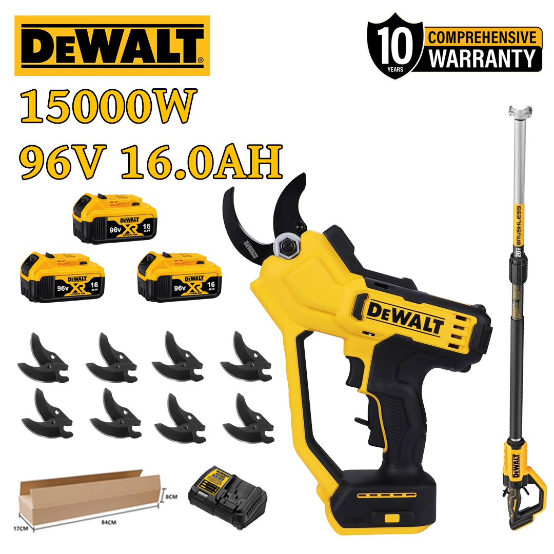 【Teleskopická tyč: 5M】 Zahradní nůžky DEWALT DCMPP568N-A9 + LED displej – (životnost baterie 36 hodin) 15000W bezkomutátorový motor s lithiovými bateriemi + 96V 12,0Ah bezpečnostní baterie * 3 + nabíječka + SK9 Alloy Box + 0 válečné sklo + 4 mazivo Warrant